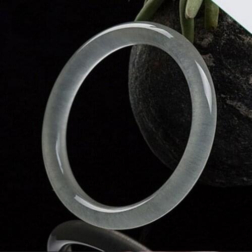 Natural White Ice Jade Bracelet Women Chalcedony Bangle Real Chinese Jades Stone Accessories Jewellery For Woma Gemstone Bangles
