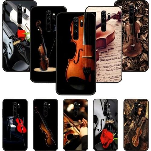 Phone Case For Xiaomi Redmi Note 8 8T 7 7A 9 9S 8A 4 5 Pro Black Cover Shell 3D Coque Trend Music Score Musical Violin Guitar