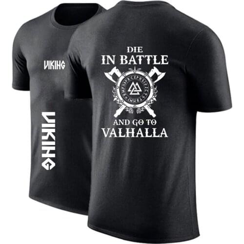 Men Custom Odin Viking Die In Battle And Go To Valhalla Round Neck T shirt Decal Shirts Punk Print Casual Tops Sweatshirts
