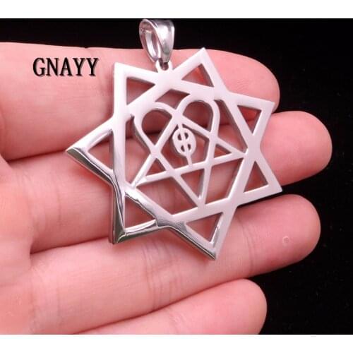 GNAYY Jewelry Large New Fashion Gifts MIP- HIM HEARTAGRAM Stainless Steel pendant w/30 inches ball chain
