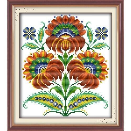 Joy Sunday Fancied Flowers DIY Cross Stitch Kits Embroidery Needlework 11&14CT DIY Cross Stitch on Canvas Chinese Embroidery
