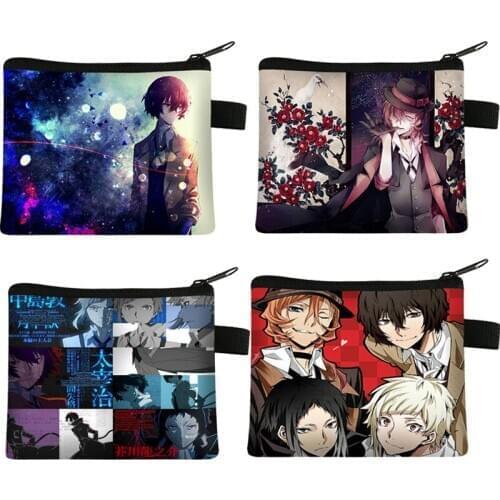 Anime Bungou Stray Dogs Coin Purse Cartoon Zipper Wallet Money key Clutch Bags Cards Holders Dazai Osamu Chuya Nakahara Bag