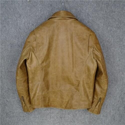 2020 Retro Brown Smart Casual Jacket Large Size XXXL Genuine Cowhide Autumn Slim Fit Natural Leather Coat FREE SHIPPING