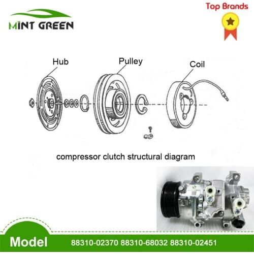 6SEU14C AC Compressor clutch For COROLLA Verso 1.8 1ZZ-FE 88310-02370 88310-68032 88310-02451 E150