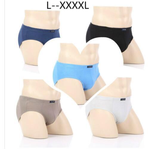 Mens underwear panties cotton briefs with large waistbands around plain printed comfort panties L-XXXXL 5PCS/LOT