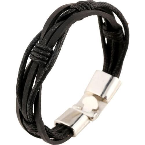 Men Bracelet Handmade Twist Leather Alloy Wax Rope Hot Fashion Jewelry Women Friendship Best Gift Retro Bracelets & Bangles