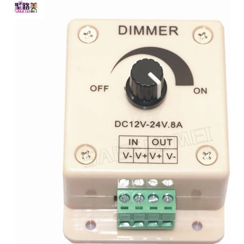 Wholesale 1 pcs DC12V-24V 8A 1 channel led Rotating Dimmer Bright Brightness Adjustable Controller Single Color LED Strip Light