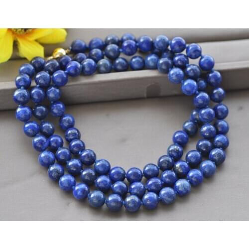Z10694 17"~100" 10mm Round Blue Lapis lazuli Bead Necklace