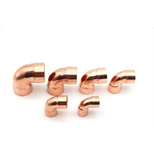 45 50 54 60 67 70 76 80 89mm ID 99.9% Copper End Feed Solder 90 Degree Elbow Plumbing Fitting Coupler For Air Condition