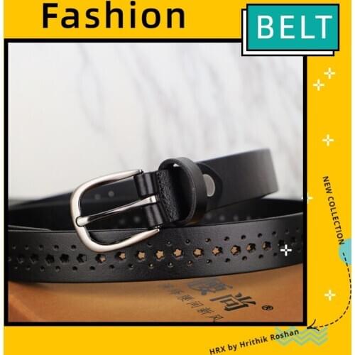 Women Belt Punch-Free Leather Black Porous Leather Fashion All-Hole Waistband Harajuku Cowskin Belt Leather Luxury Brand