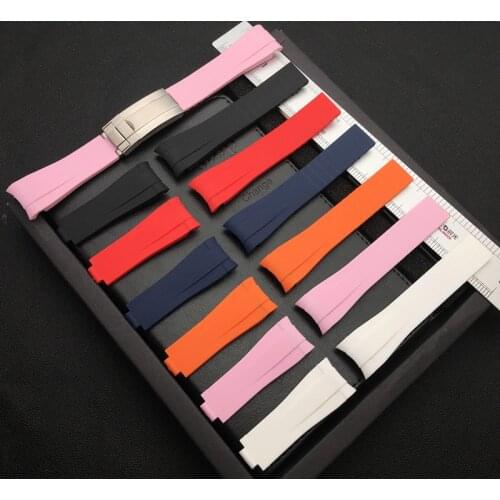 20mm Curved End Nature Rubber Watchband For Role strap for Daytona Submariner GMT explorer 2 Bracelet no logo Common using tools