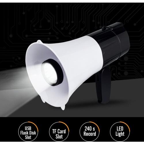 Handheld 30W Recordable Loudspeaker Tweeter for Teaching Speech Tourist Guide Tool Speakers Megaphone with LED Lights