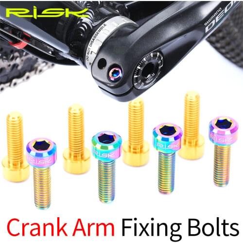 RISK Alloy Crank Bolt Disc Brake Caliper Fixing Screws for Road Mountain Bike Crank Lock Scre 2pcs M6*18mm MTB Bicycle Titanium