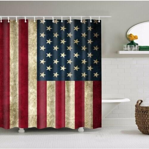 Vintage Style Towel Map Bookshelf Flag Crown Bathroom Shower Curtains Frabic Waterproof Polyester Bath Curtain With Hooks