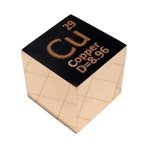 Mirror polished Copper Cu Cube 1 inch Periodic Table Format High Purity 99.95