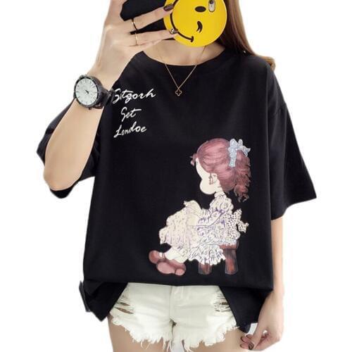 Summer Women T-shirt 2019 Fashion Printed Short-sleeved T-shirt Casual Loose Tee Shirt Femme Tops Plus size 4XL Women Clothes 94