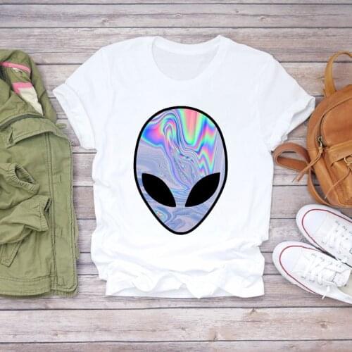 Women 2020 Cartoon Alien Color Face Printing Kawaii Print Summer Shirt T-shirts Top T Graphic Female Ladies Womens Tee T-Shirt