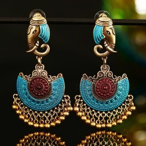 ZOSHI Indian Wedding Earring Long Drop Dangle Earring for Women Gypsy Retro Jewelry Vintage Party Gold Color Jewelry