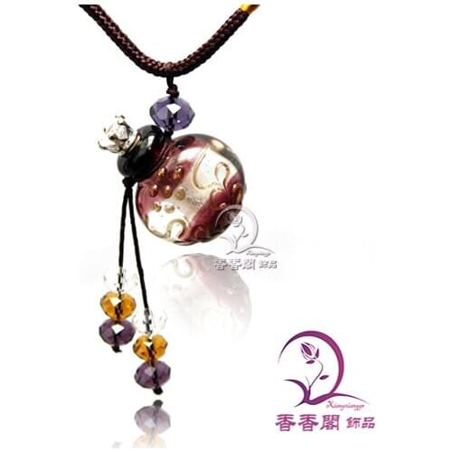 1pcs Murano Glass Perfume Baroque Necklaces (with cord), Aroma bottles, fragrance vial necklace ,Perfume Vials