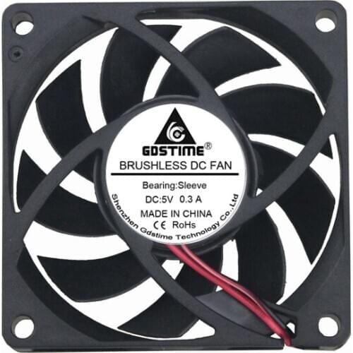 100 PCS Gdstime 2Pin 7cm 70MM Cooler Fan 70 x 70 x 15mm 7015s 5V DC Brushless Axial Industrial Flow Cooling Fan