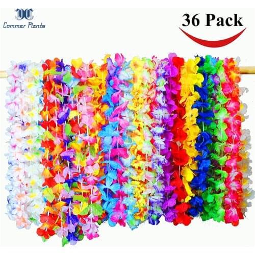 36pcs Multi-colors Hawaiian Leis Hula Dance Garland Artificial Flowers Neck Loop Home Decor Hawaiian Party Silk Garland Flowers