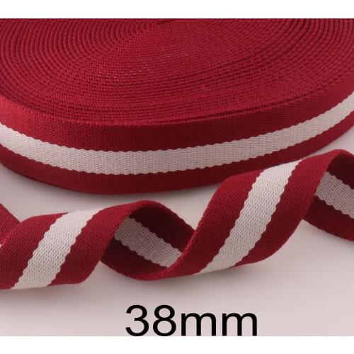 38mm Dark Red White Striped Webbing 1 1/2"Soft Cotton Webbing Lanyard Webbing for Belt Bag Purse Pet Collars Leash bag making