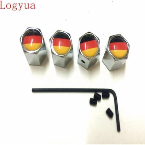 4pcs/lot Sliver Anti-theft Car Wheel Tire Tyre Valve Cap Cover Air Dust Caps for USA UK France Russia Italy Germany Flag