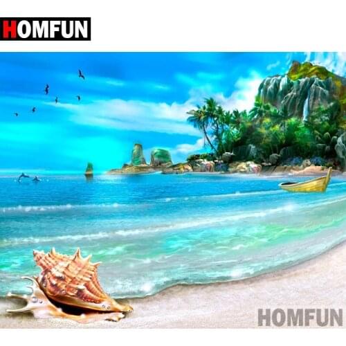 HOMFUN 5D DIY Diamond Painting Full Square/Round Drill "Sea view" 3D Embroidery Cross Stitch gift Home Decor A02431