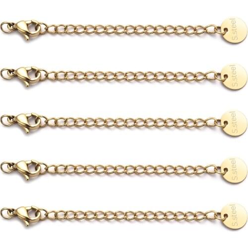 10pcs Stainless Steel Lobster Clasp Extension Chain Bracelet Necklace Clavicle Chain DIY Handmade Jewelry Accessories Material