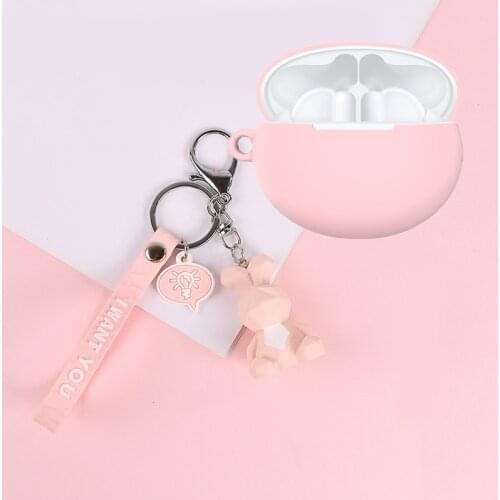 Rabbit case For Huawei Freebuds 4i Case Cute Panda / Fox Keychain Silicone Non-slip Earphone Cover Protection Case