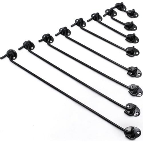 Black Stainless Steel Window Lock With Safety Switch Cabin Window Hook Door Eye Latch Silent Catch Holder With Screws