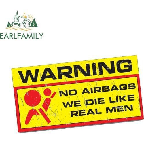 EARLFAMILY 13cm x 7.7cm NO AIRBAGS Sticker Decal Car Offroad Dirt JDM Classic Retro Cafe Racer Moto Waterproof Car Stickers