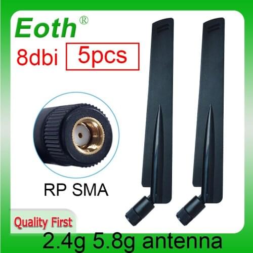 5PCS 2.4GHz 5.8Ghz Dual Band wifi Antenna 8dBi RP-SMA Omni-Directional WIFI aerial SMA female wireless router