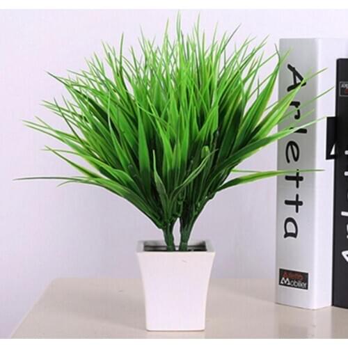Artificial Grass Plastic Green Plant Fake Flower High Quality Wedding Home Decoration Hotel Garden Table Decor Ornaments Cheap