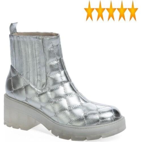 Genuine Female Motorcycle Punk Leather Lattice Women Solid Fashion Shoes Elastic Slip-On High Heels Short Boots New