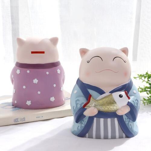 1pc Cartoon Lucky Cat Money Bank Little Rat Mouse Piggy Bank Money Coin Box for Kids Home Decoration Ornament Centerpiece Gift