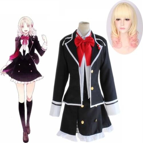 Anime Diabolik Lovers Cosplay Costumes Komori Yui Cosplay Wig Halloween Carnival Women Uniforms Komori Yui COS School Uniforms