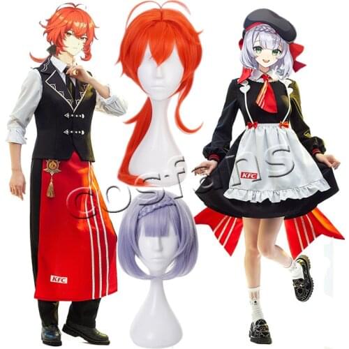 Genshin Impact x KFC Noelle Maid Dress Cosplay Costume Halloween Carnival Suit Noelle/Diluc Cosplay Genshin Impact KFC costumes