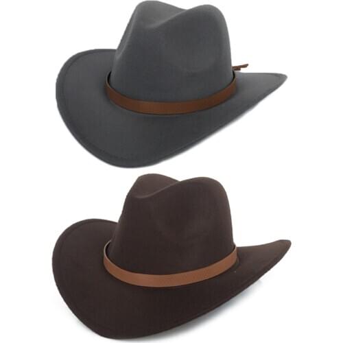 Fringed Belt Western Cowboy Hat Jazz Hat Woolen Hat Felt Hat Men Women Western Cowboy Hats Wide Brim Sunhat Panama Caps