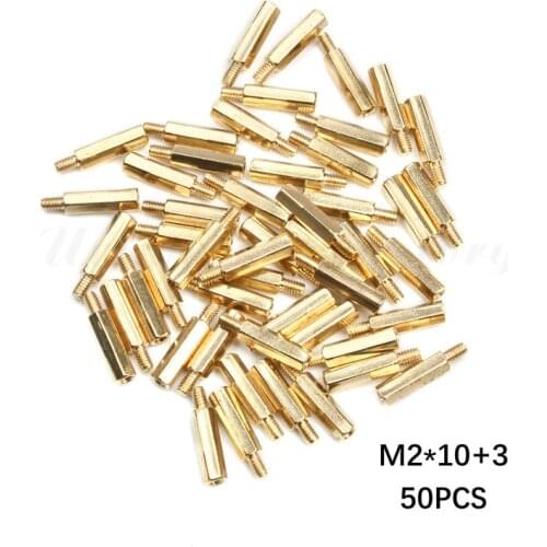 50Pcs Hex head Brass Spacing Screws M2*8+3 Threaded Pillar PCB Computer PC Motherboard StandOff Spacer