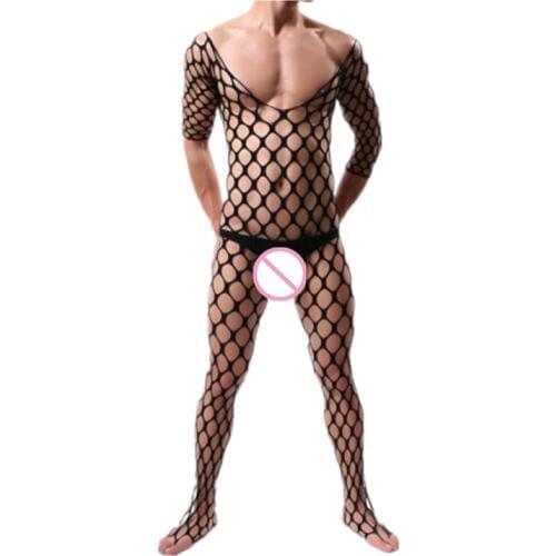 Men Pajamas Sexy Lingerie Porno Hot Exotic Bodysuit Sleepwear Sexy Costumes Mesh Body Stockings Jumpsuits Fishnet Sex Underwear