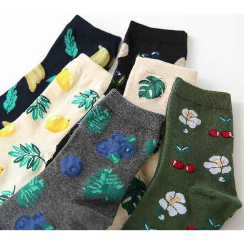ARMKIN Korea Fashion Fruit women socks animal flamingo lemon Cherry banana cute Kawaii sock soft cotton harajuku calcetines