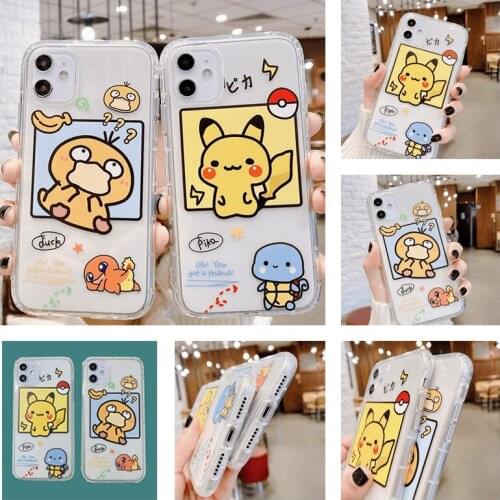 Pokemon Pikachu cartoon phone case non-slip anti-drop tpu phone case for iPhone7 8 11 12 Pro X XR XS Max shockproof phone case
