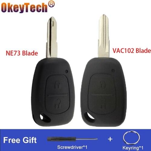 OkeyTech 2 Button For Vauxhall For Opel Vivaro Car Key Shell For Renault Movano Trafic Kangoo Straight Key Fob NE73/VAC102 Blade