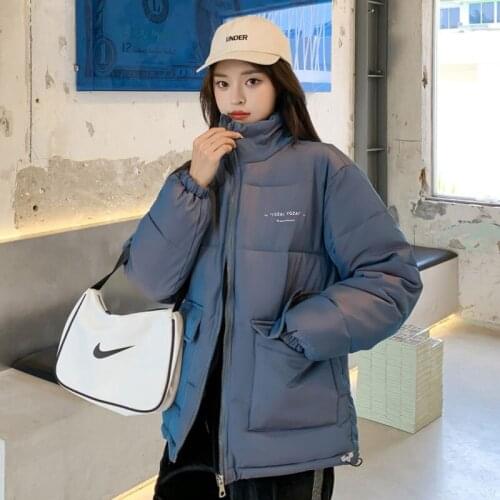 Casual Cotton-Padded Coat Women Loose Zipper Korean Hooded Parka Winter Thick Outwear Yellow Green Warm Parka Feminino