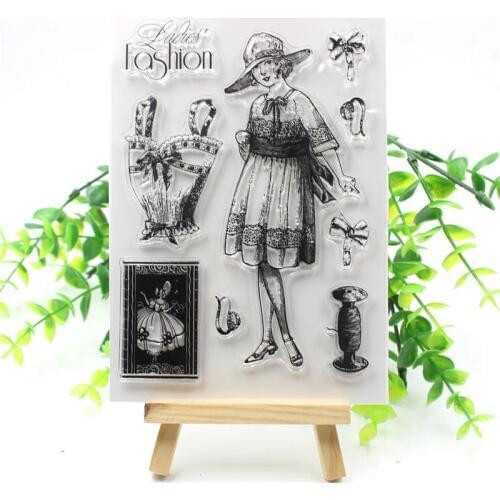 YPP CRAFT Retro Woman Transparent Clear Silicone Stamps for DIY Scrapbooking/Card Making/Kids Fun Decoration Supplies M03