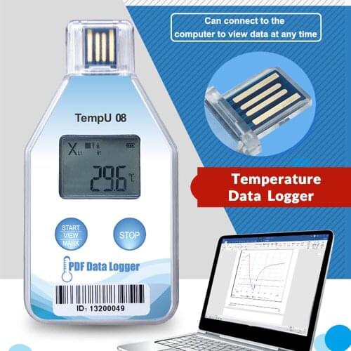 Temperature Data Logger Newest PDF Report Disposable Single Use TempU08 IP67 USB Temp Recorder Temperature Record Cold Chain