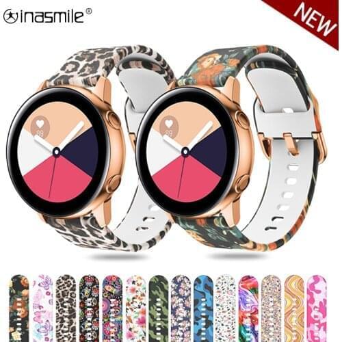 20mm 22mm Silicone Bracelet Strap For Samsung Active 2 1 Printing Watch band For Samsung Galaxy watch 3 41mm 45mm Gear S2 S3
