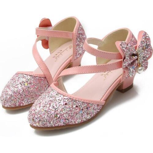 Princess Girls Sandals Kids Shoes For Girls Dress Shoes Little High Heel Glitter Summer Party Wedding Sandal Children Shoe