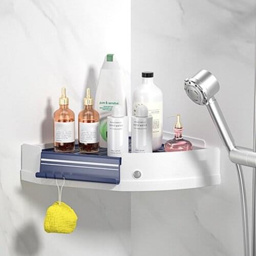 Sensor Lighted Wall Mounted Corner Triangle Shelf Shower Hanging Bathroom Organizer Storage Holder Rack